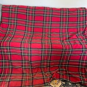 Pottery Barn Stewart Plaid Cotton Duvet Cover Red GUC FULL/Queen